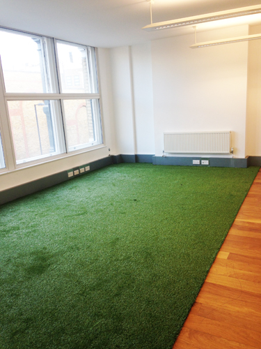 Artificial grass used to decorate an office